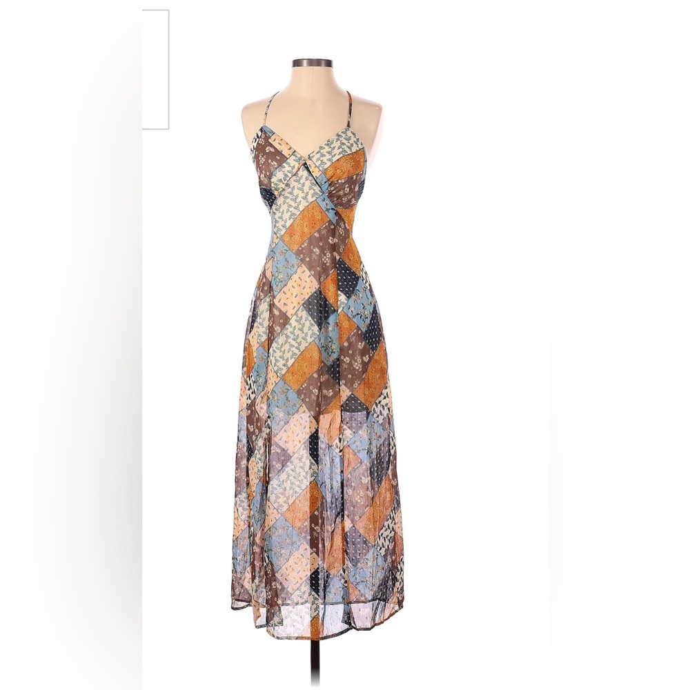 Moon River Patchwork Maxi Dress - Multicolor